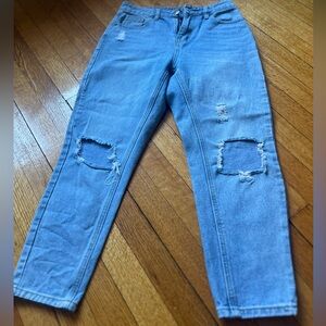 SHEIN Light Blue Distressed Boyfriend Jeans